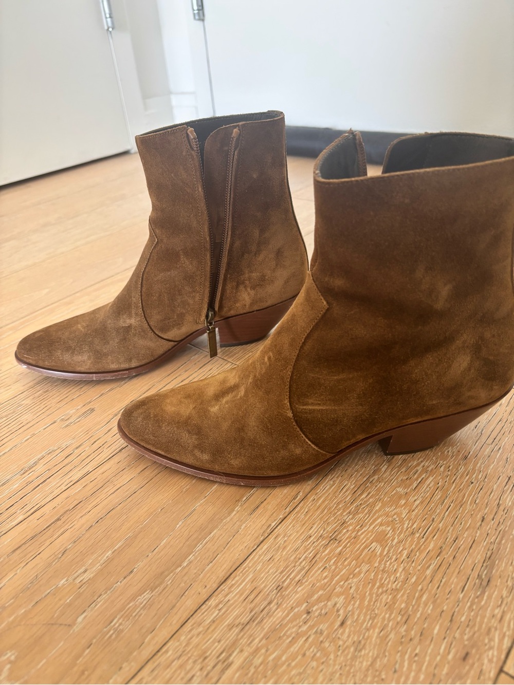 Saint Laurent Brown Suede Ankle Booties